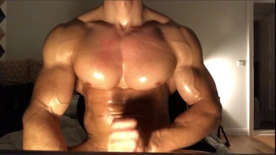 Flexing rubbing oil over my body and jerking off till I cum muscleboyBG