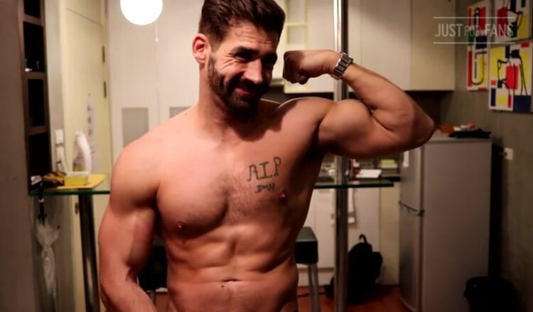 Flexing while showing off my muscles and big cock Brett King