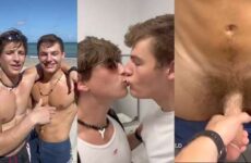 Reno Gold and Kegan Keller jerk off in a public restroom