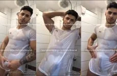 Fitnarad shows off in a wet shirt - JustTheGays.com - Stream the newest and hottest gay videos for free from your favorite performers from OnlyFans and Just for Fans