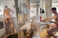 Bastian Gate practices his sucking skills during breakfast