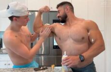 Mateo Muscle and Masyn Thorne – blowjob exchange in the kitchen