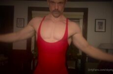 Showing off my wrestling singlet and jerking my pierced cock till I cum – Sky Myles (skymylesnyc)