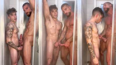 Leo Domenico and Rauw Gallego jerk in the shower