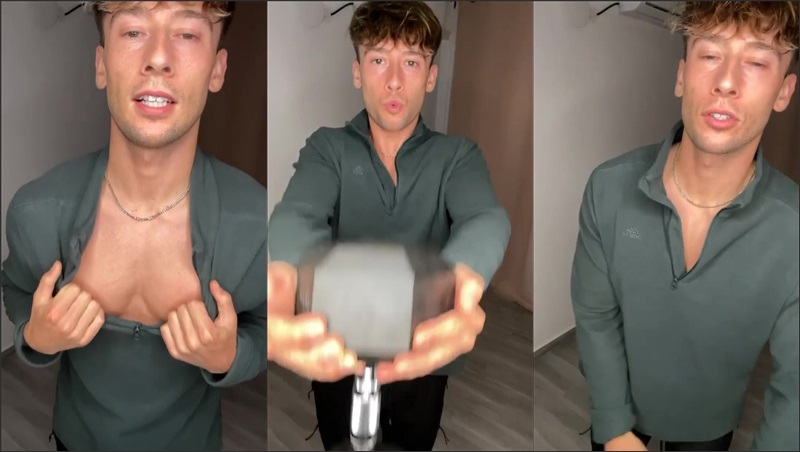 irish-x shows off his pecs during a workout