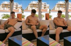 irish-x plays with his cock outside