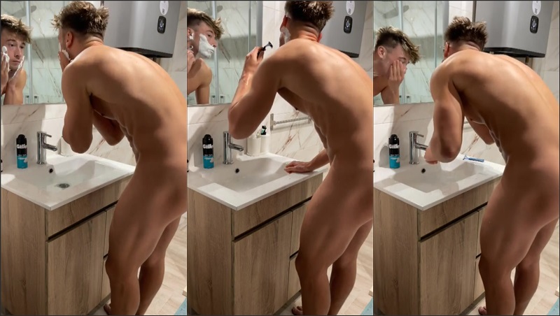 irish-x shows of his body in the bathroom