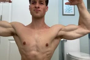 Nick Sandell flexing naked before getting in the shower