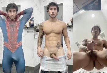 Evan Lamicella jerks off and cums in his spiderman costume - JustTheGays.com - Stream the newest and hottest gay videos for free from your favorite performers from OnlyFans, Just for Fans, and 4myfans