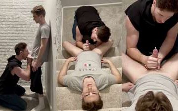 TheStepBrothers - stairwell blowjob - JustTheGays.com - Stream the newest and hottest gay videos for free from your favorite performers from OnlyFans, Just for Fans, and 4myfans