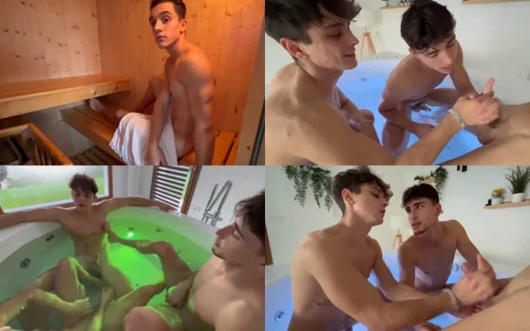 Samuele Cunto (sexysamu) and friends jerk off in the jacuzzi