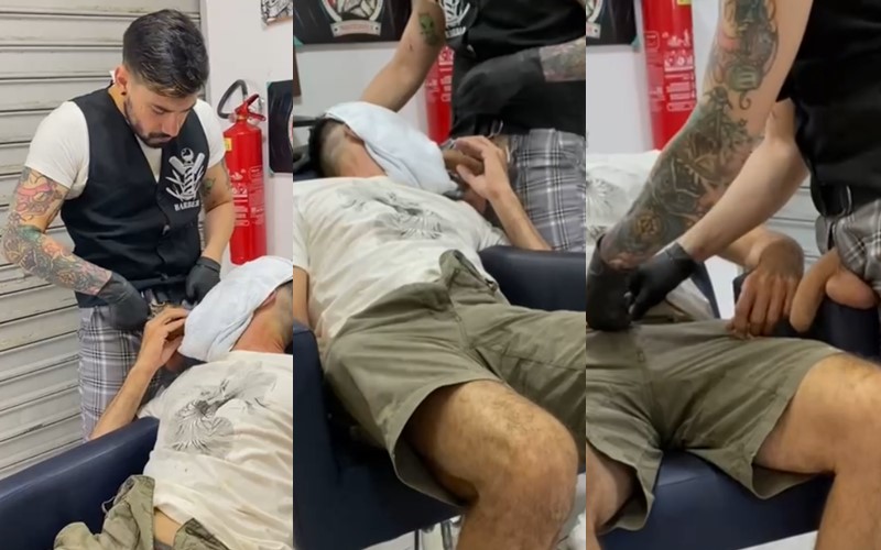 Garotoargentino – fucking in the barber chair