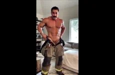 Slowly stripping out of my firefighter uniform and jerking off – Braden Wuerch (BradenFitPro)