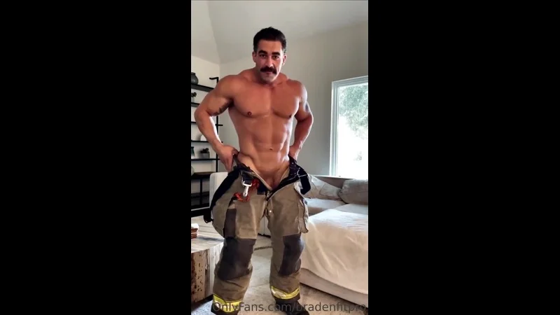 Slowly stripping out of my firefighter uniform and jerking off – Braden Wuerch (BradenFitPro)