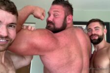 Griffin Barrows and Gabriel Cross worship Jack Stacked (hugeandhung) and cum over his muscles