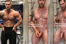 Bodybuilder Andrew Pickering naked in shower