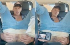 Thezacattack shows off his ass in the back seat of the car