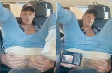 Thezacattack shows off his ass in the back seat of the car