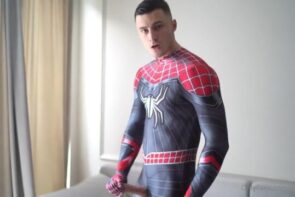 Jerking off while wearing my Spider Man costume Max Barz max_barz