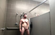 Jerking off in the gym shower while someone watches Jayson Parker jaysonparker801