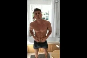 Flexing rubbing oil over my body and jerking off till I cum  