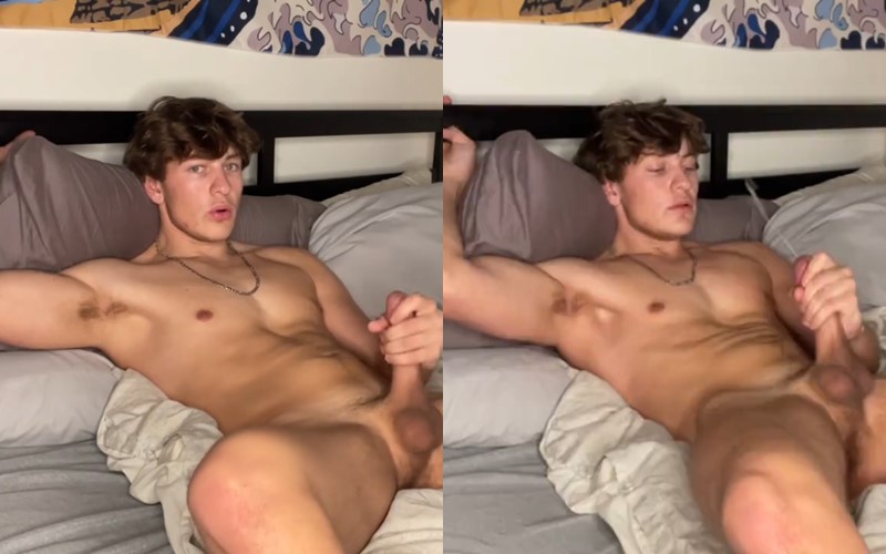 Conner Blakely - Jerking off in bed and cumming over my face - JustTheGays.com - Stream the newest and hottest gay videos for free from your favorite performers from OnlyFans, Just for Fans, and 4myfans
