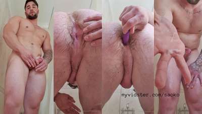 ClarkKentBoy shows his ass and jerks in the shower