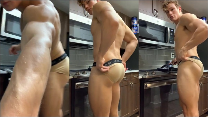 ShreddedC - showing off in the kitchen - JustTheGays.com - Stream the newest and hottest gay videos for free from your favorite performers from OnlyFans, Just for Fans, and 4myfans