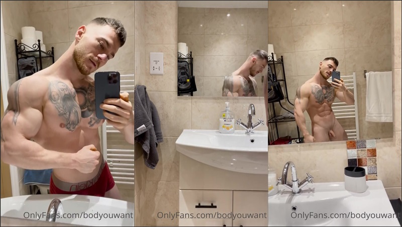 Bodyouwant shows off in the bathroom mirror - JustTheGays.com - Stream the newest and hottest gay videos for free from your favorite performers from OnlyFans, Just for Fans, and 4myfans