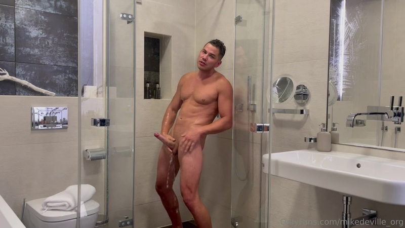 Jerking off hard in the shower till I shoot a big load - Mike DeVille (mikedeville_org) - JustTheGays.com - Stream the newest and hottest gay videos for free from your favorite performers from OnlyFans, Just for Fans, and 4myfans