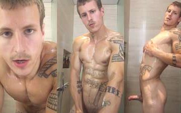 Alec Nysten jerks in the shower