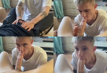 Twink sucks on his boyfriend’s cock