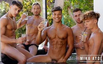 Reality Sex Show - Villa of Sex - Episode 1: Cum Contest in the hot tub - RFC - with Denis Dosio, Manuel Dosio, and Mika Ayden - JustTheGays.com - Stream the newest and hottest gay videos for free from your favorite performers from OnlyFans, Just for Fans, and 4myfans