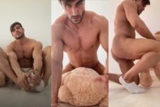 Mario Hervas (mariohervasvip) plays with a teddy bear