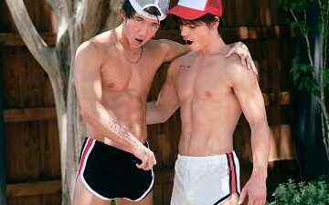 Seth Peterson and YourBoyMickeyy jerk off together outside – Summer House 3