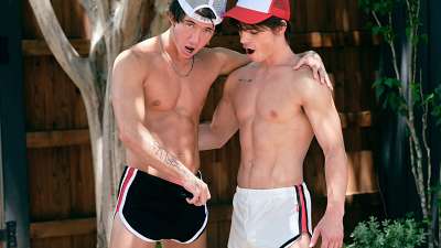 Seth Peterson and YourBoyMickeyy jerk off together outside – Summer House 3