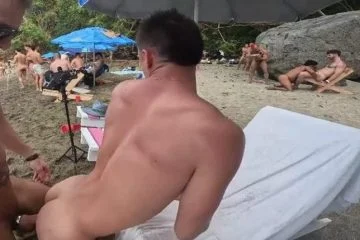 Another view of Austin Wolf fucking Zac Moore on a public beach - JustTheGays.com - Stream the newest and hottest gay videos for free from your favorite performers from OnlyFans, Just for Fans, and 4myfans