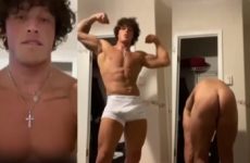 Young buff guy shows off his body