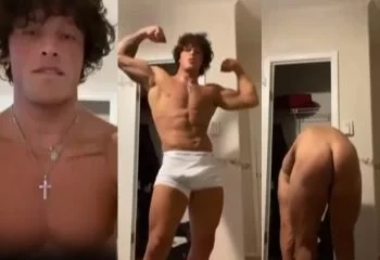 Young buff guy shows off his body