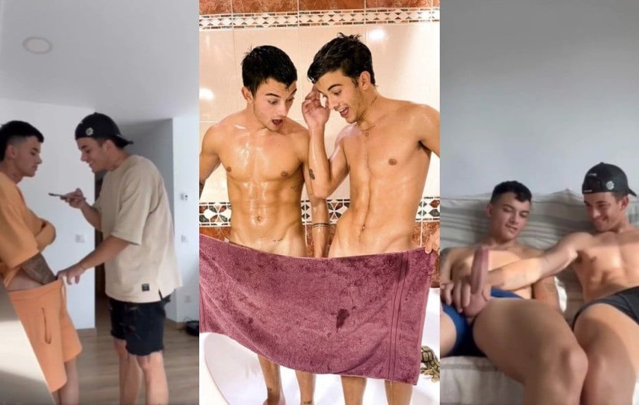 Twinscastrofree jerk together and shower after