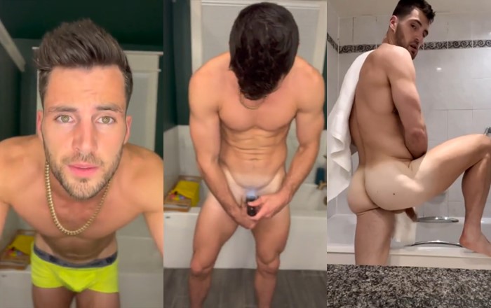 Beautiful youtuber shows off his ass after a shower