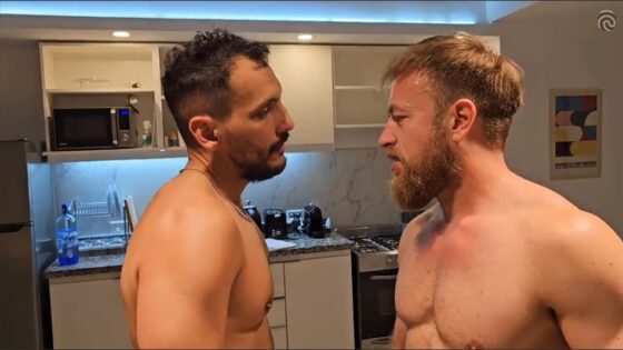 Stretching hole on the kitchen table – Kostya Kazenny and Sanson Norte fuck