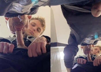 A blowjob in the public toilets