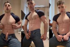 Mario Vertigo (Alex Schaikovsky) jerks his rock hard cock through his pants
