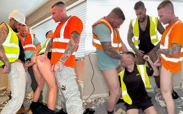 Big Harry, Billy Essex, Big Liam and The Scottish Tradie – a suck break on the job