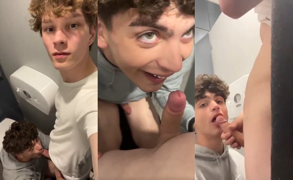 Twinks suck and jerk eachother in the bathroom – POV