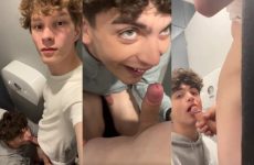 Twinks suck and jerk eachother in the bathroom – POV