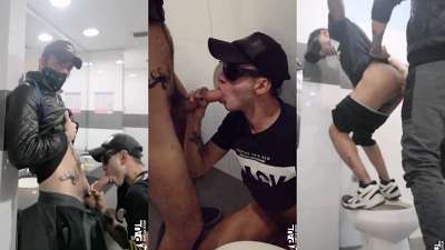 Public bathroom where I suck him and he fucks me – Lyonard and Paul Docux