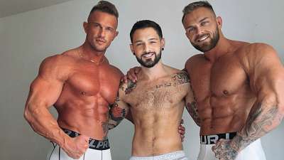 Igor Lucios worshiping straight bodybuilders getting fucked and eating Cum – Apollo Steel, Danny Flex and Igor Lucios