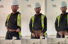 Clip of a construction worker showing off his massive cock